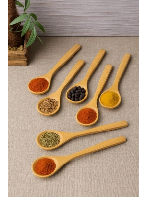 6’lı Ahşap Küçük Baharat Kaşığı 13 cm