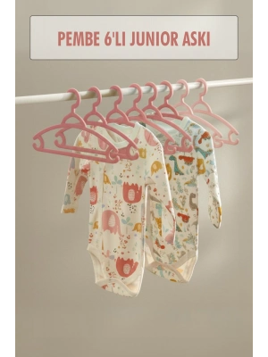 6’lı Bebek Askısı & Bebek Gardırop Askısı Pembe Set