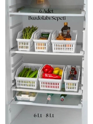 6’lı Buzdolabı Organizeri Düzenleyici Çok Amaçlı Dolap Düzenleyici Beyaz 12x30x14 cm