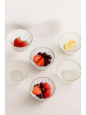 6’lı Cam Desenli Çerezlik Kase Seti 150 ml