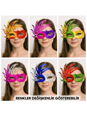 6’lı Çift Renkli Venedik Karton Parti Maskesi Seti