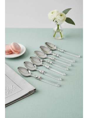 6’lı Paslanmaz Çelik Şeffaf Tatlı Kaşığı Seti