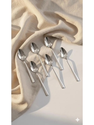6’lı Paslanmaz Çelik Tatlı Kaşık Seti Lüks Murat