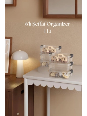6’lı Şeffaf Saklama Kutusu & Düzenleme Kutusu 1 Lt