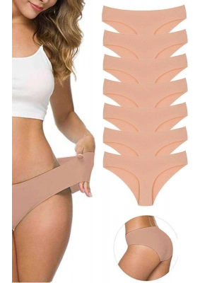 7 Adet Kadın Dikişsiz Lazer Kesim Esnek İz yapmayan Külot Ten