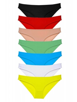 7 adet Süper Eko Set Likralı Kadın Slip Külot Çok Renkli