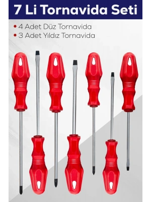 7li Tornavida Seti (4 Adet Düz Tornavida 3 Adet Yıldız Tornavida)