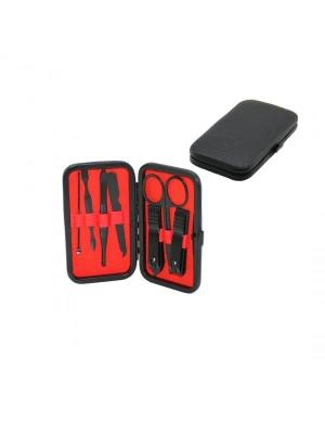 7 Pcs - Siyah Manikür - Pedikür Seti Siyah Cüzdan Modeli Çantalı