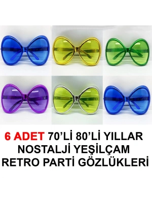 70li 80li Yıllar Nostalji Yeşilçam Retro Parti Gözlükleri 6 Adet