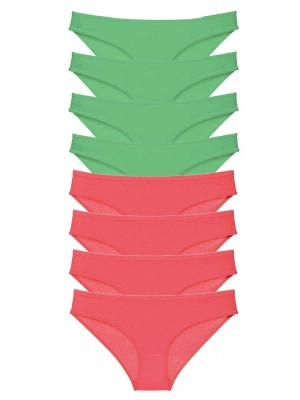 8 adet Eko Set Likralı Kadın Slip Külot Yeşil Fuşya