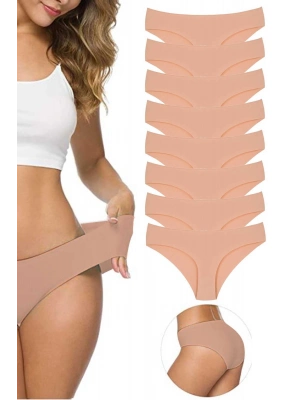 8 Adet Kadın Dikişsiz Lazer Kesim Esnek İz yapmayan Külot Ten