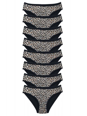 8 Adet Leopar Desenli Likralı Yumuşak Dokulu Kadın Slip Külot