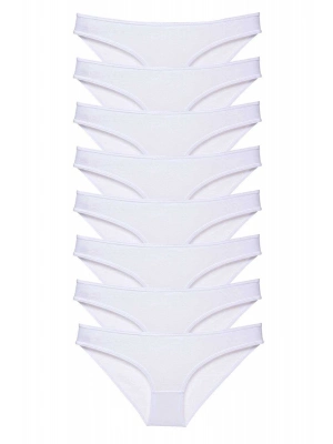 8 adet Süper Eko Set Likralı Kadın Slip Külot Beyaz