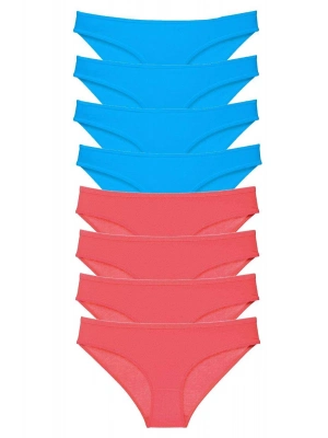 8 adet Süper Eko Set Likralı Kadın Slip Külot Fuşya ve Mavi