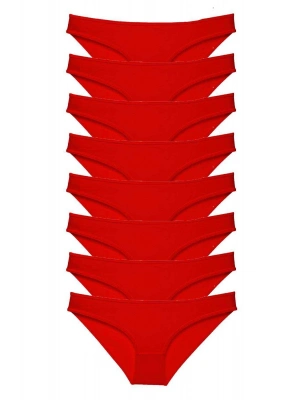 8 adet Süper Eko Set Likralı Kadın Slip Külot Kırmızı