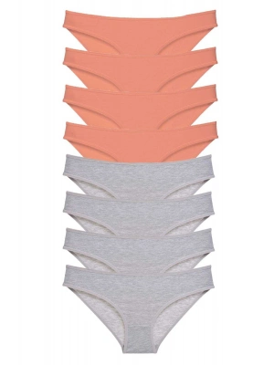 8 adet Süper Eko Set Likralı Kadın Slip Külot Pudra Gri