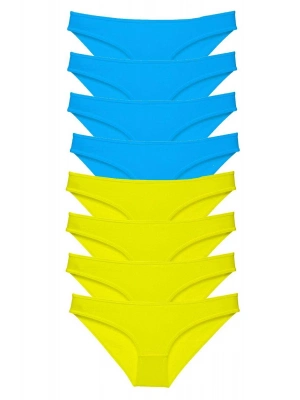 8 adet Süper Eko Set Likralı Kadın Slip Külot Sarı Mavi