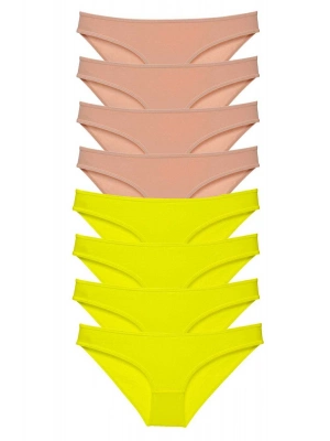 8 adet Süper Eko Set Likralı Kadın Slip Külot Sarı Ten