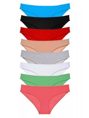 8 adet Süper Eko Set Likralı Kadın Slip Külot Set 3