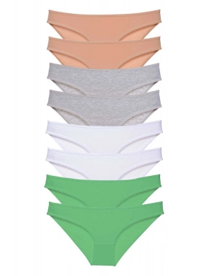 8 adet Süper Eko Set Likralı Kadın Slip Külot Ten Gri Beyaz Yeşil