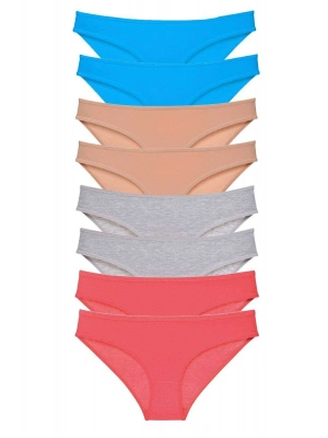 8 adet Süper Eko Set Likralı Kadın Slip Külot Ten Gri Fuşya Mavi