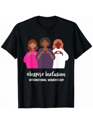 8 Mart Dünya Kadınlar Günü Baskılı Oversize Bisiklet Yaka T-shirt - Siyah