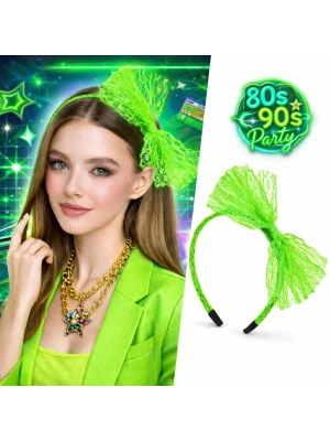 80’ler 90’lar Neon Yeşil Dantel Taç Fiyonklu