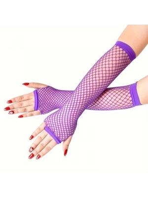 80’ler 90’lar Retro Mor File Parmaksız Eldiven 26 cm