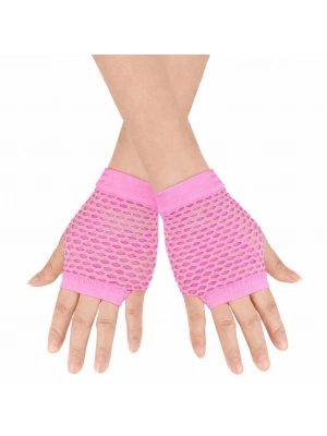 80’ler 90’lar Retro Neon Pembe File Parmaksız Kısa Eldiven 11 Cm