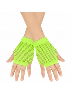 80’ler 90’lar Retro Neon Yeşil File Parmaksız Kısa Eldiven 11 Cm