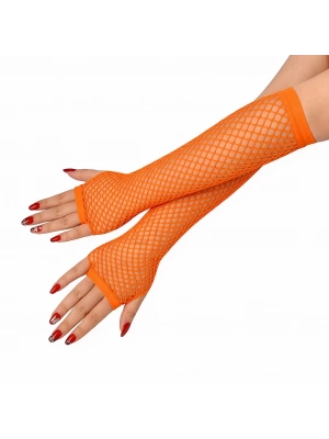 80’ler 90’lar Retro Turuncu File Parmaksız Eldiven 26 Cm
