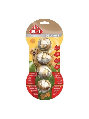 8in1 Delights Balls Tavuklu Çiğneme Topu Köpek Ödül Maması Small 36 Gr