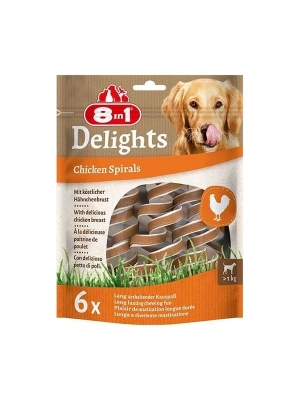 8in1 Delights Smart Spirals Tavuklu Burgu Köpek Ödülü 1 Adet 6x60 Gr