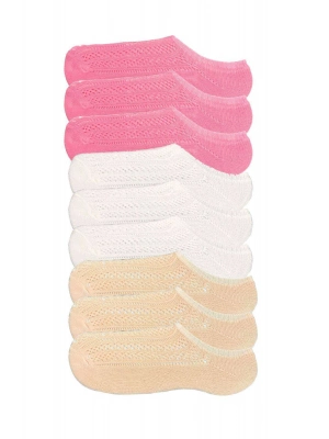 9 Adet Kadın Sneaker Dantelli File Pamuklu Yumuşak Çorap