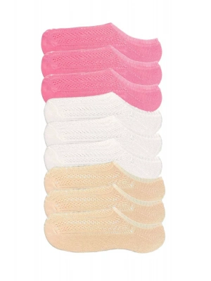 9 Adet Kadın Sneaker Dantelli File Pamuklu Yumuşak Çorap