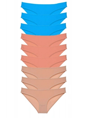 9 adet Süper Eko Set Likralı Kadın Slip Külot Pudra Ten Mavi