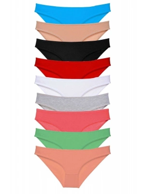 9 adet Süper Eko Set Likralı Kadın Slip Külot Tüm Renkler
