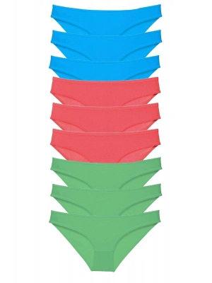 9 adet Süper Eko Set Likralı Kadın Slip Külot Yeşil Fuşya Mavi