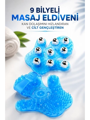 9 BİLYELİ MASAJ ELDİVENİ KAN DOLAŞIMINI HIZLANDIRAN VE CİLT GENÇLEŞTİREN