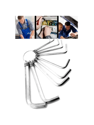 ® 9 Parça Çelik Alyan Seti Kısa Düz Köşe Alyan Anahtar Takımı