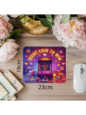 90’lar Oyun Kültürü Mousepad – Insert Coin - 19x23 cm 2 mm Dikdörtgen İthal Baskılı Mouse Pad