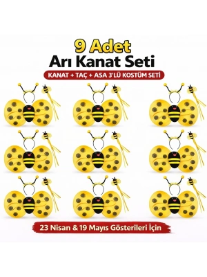 9’lu Arı Kostüm Seti – Kanat Taç Asa