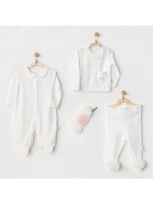 AC24501 Petit Love Newborn Tüllü 4 Parça Set Ekru