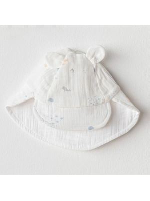AC25618 Ocean İs My Happy Place Müslin Şapka White