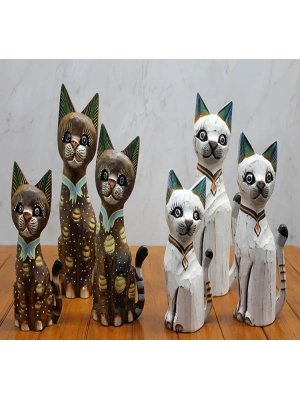 Ahşap 3lü 50 Cm Kedi Seti 3sutama-2