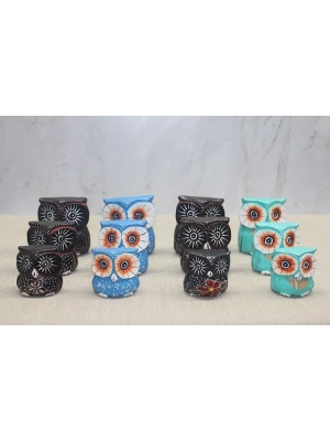 Ahşap 3lü Baykuş Seti 3sutama-10