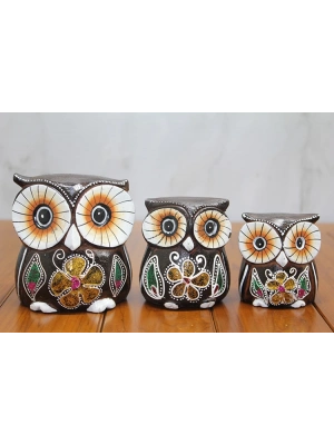 Ahşap 3lü Baykuş Seti Model 1