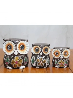 Ahşap 3lü Baykuş Seti Model 1