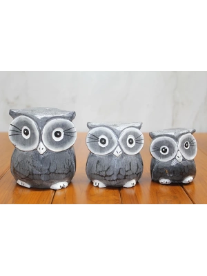 Ahşap 3lü Baykuş Seti Model 2