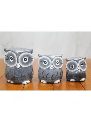 Ahşap 3lü Baykuş Seti Model 2